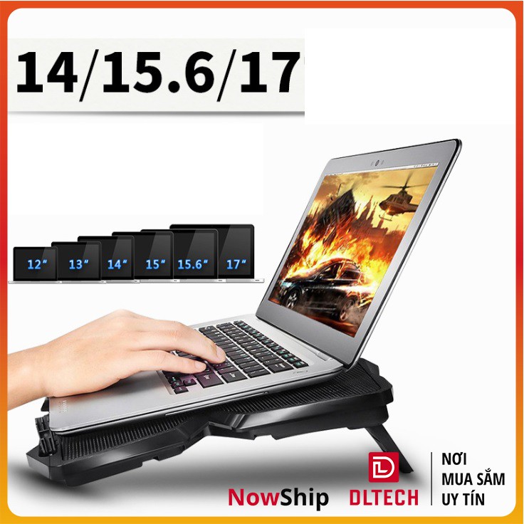 Đế Tản Nhiệt Quạt tản nhiệt Laptop Cool 4 Quạt, Đèn Led, Đế Nâng 17 Inch Trở Xuống Macbook Asus HP (mã Cool 2) DL TECH