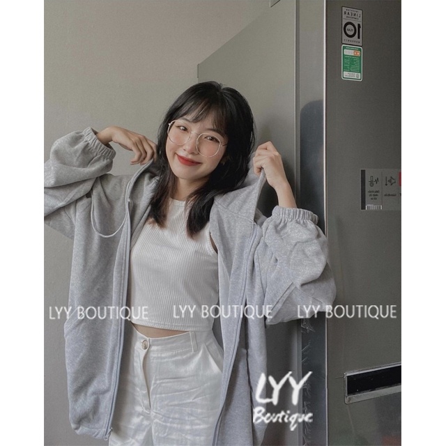 Áo khoác nữ hoodie chất nỉ tăm Quảng Châu có mũ tay phồng dáng rộng oversize LYY BOUTIQUE | BigBuy360 - bigbuy360.vn
