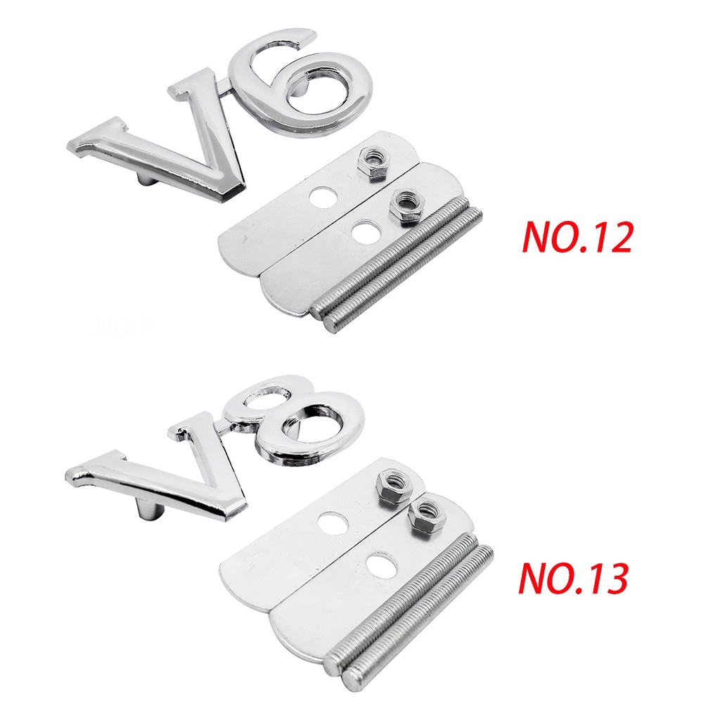 Miếng dán logo kim loại kiểu chữ V6 V8 gắn lưới tản nhiệt xe hơi