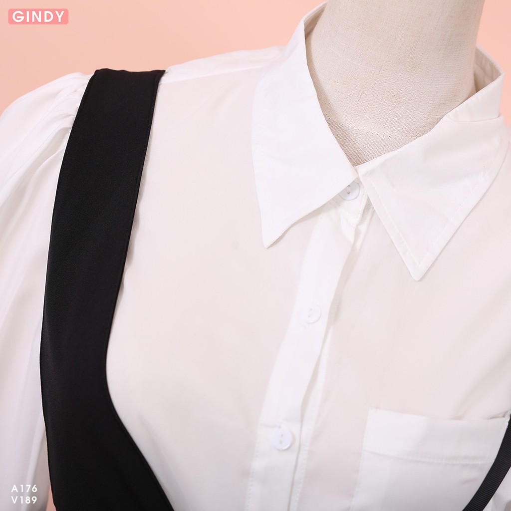 Chân váy ngắn dáng yếm GINDY chữ A có túi thời trang năng động V20089 | BigBuy360 - bigbuy360.vn