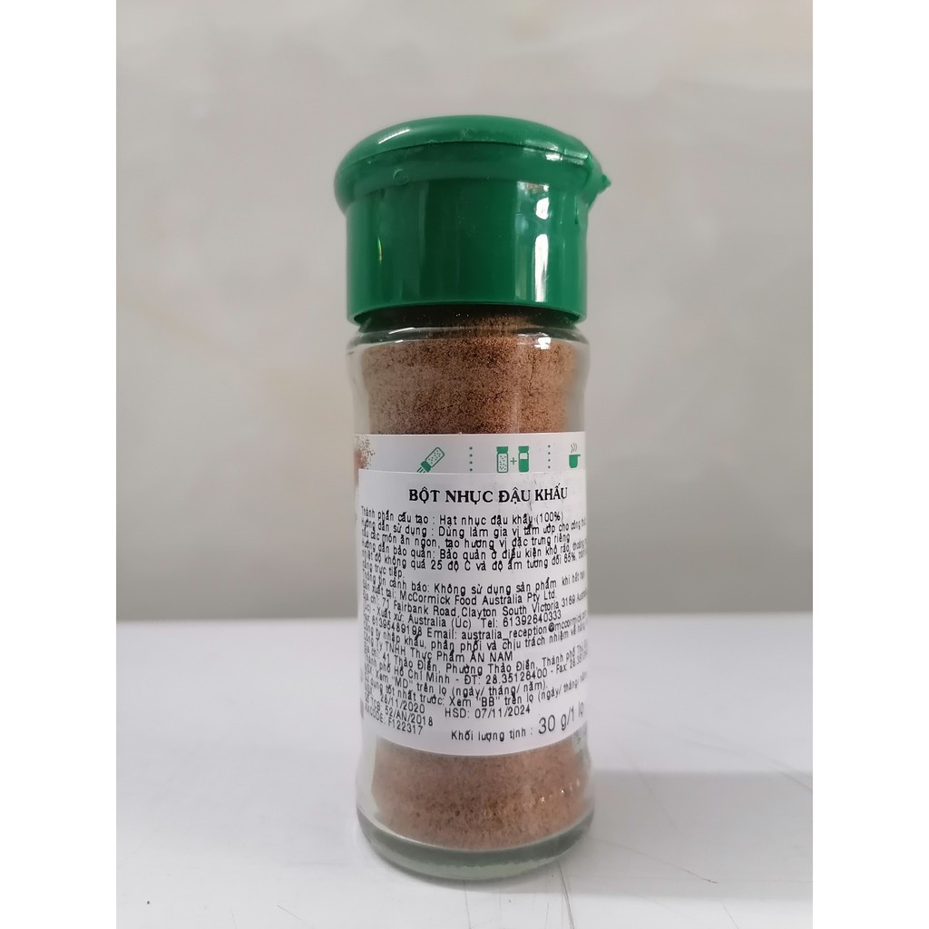 [30g] Bột nhục đậu khấu (gia vị thực phẩm) [Australia] MCCORMICK Nutmeg Ground (anm-hk)