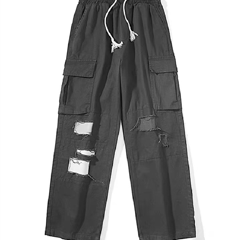 Quần ống rộng phong cách hip hop đường phố Hàn Quốc chất lượng cao có túi lớn và thoải mái cho nam size S-3XL