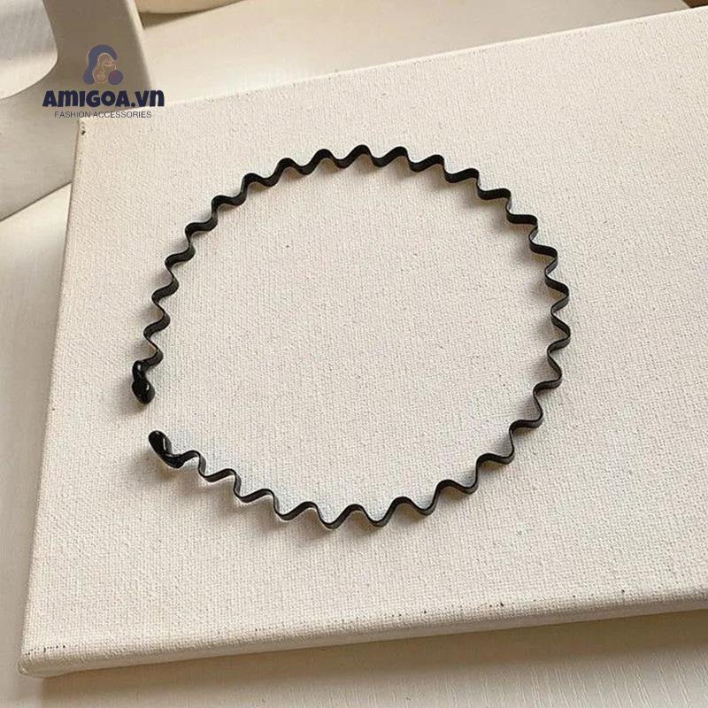 ✨✨Băng đô cài tóc bằng kim loại màu đen hình gợn sóng chống trượt cho cả nam và nữ
