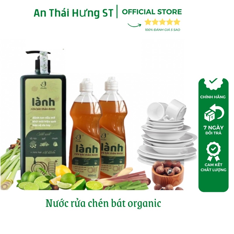 Nước rửa chén bát thảo dược thiên nhiên lành an thái hưng, chiết xuất từ bồ hòn, chanh, quế -1,25l