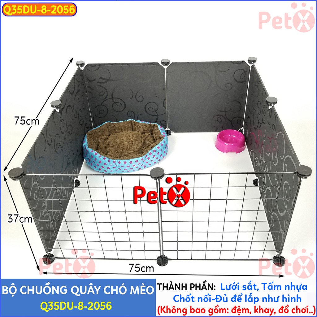 [Mã PET50K giảm Giảm 10% - Tối đa 50K đơn từ 250K] Quây chuồng lắp ghép cho chó, mèo 8 tấm ghép (lưới thép, tấm nhựa)