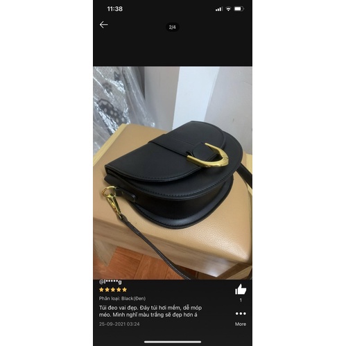 Túi đeo vai đeo chéo da pu bán nguyệt tag vàngFreeship