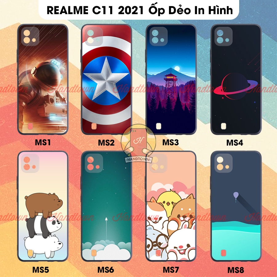 Ốp Lưng Realme C11 2021 TPU Silicon Ốp Dẻo Toàn Bộ Viền Đen In Hình Nhiều Mẫu Chống Sốc Cao Cấp Phần A Handtown