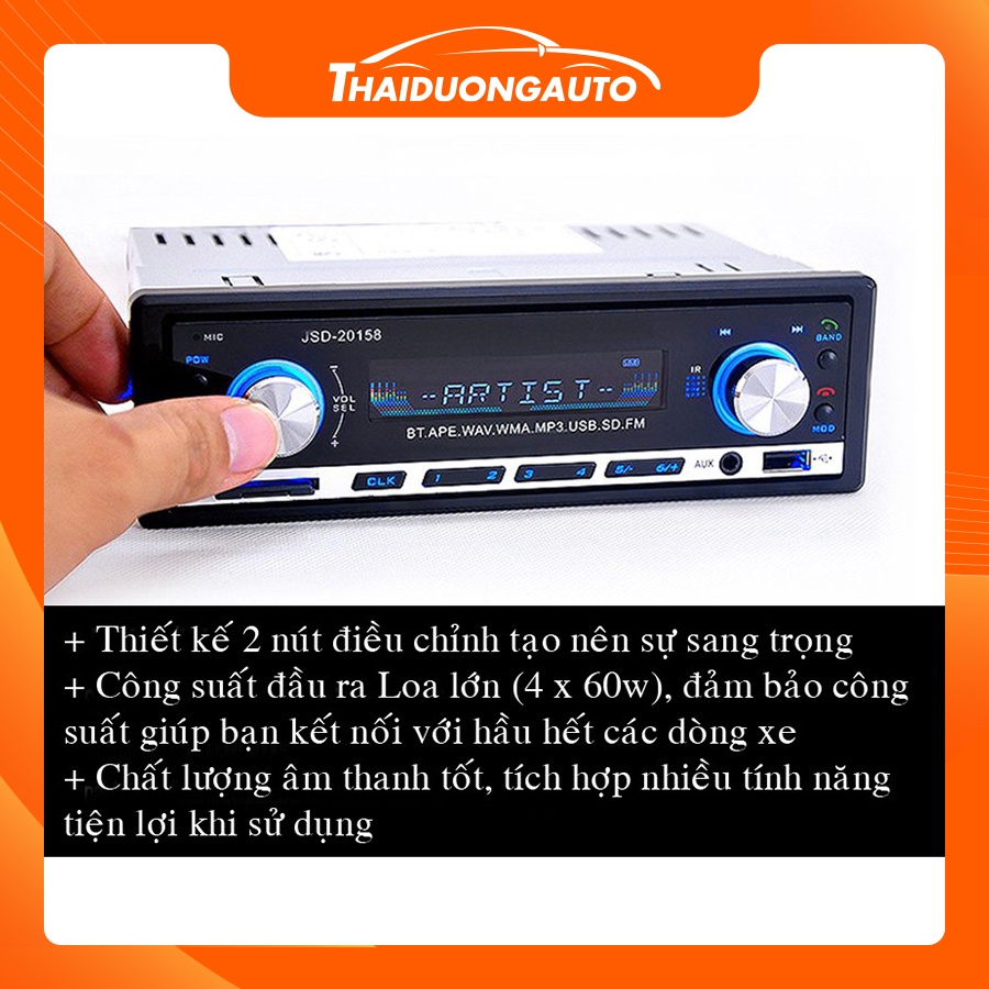 Đầu Nghe Nhạc MP3 Hỗ Trợ Bluetooth Kiêm Đài FM Cho Ô Tô JSD-20158 HL1102