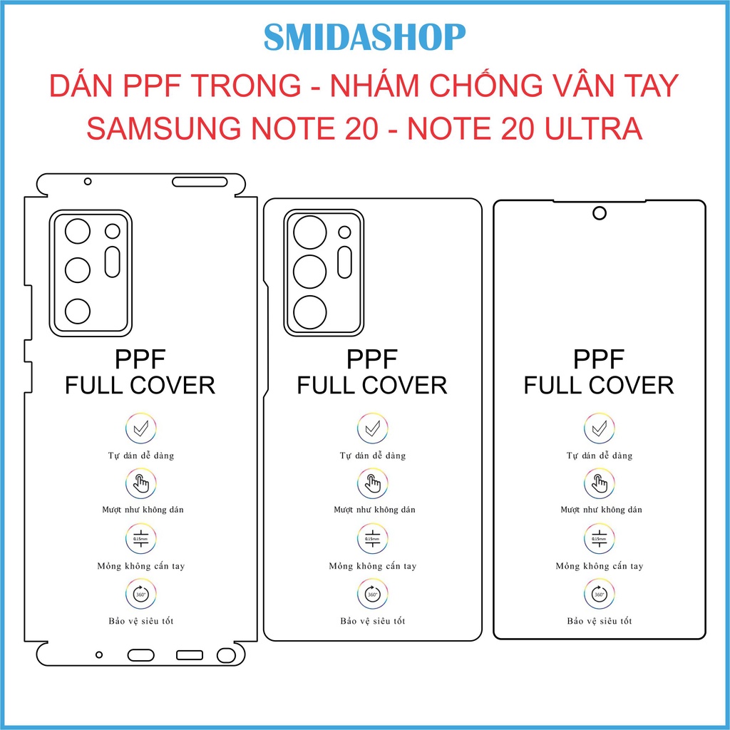 Dán PPF full viền Samsung Note 20,Note 20 ultra tặng cường lực camera