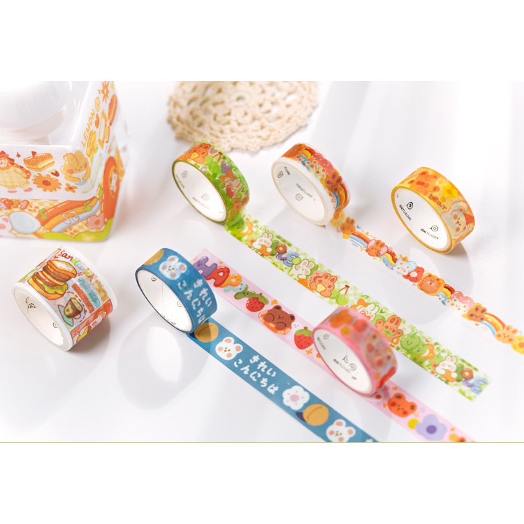 STI37 Cuộn washi tape băng dính washi size nhỏ 1.5cm dài 3m