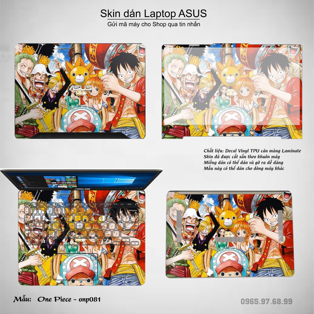 [Mã ELFLASH5 giảm 20K đơn 50K] Skin dán Laptop Asus in hình One Piece bộ 7 (inbox mã máy cho Shop)