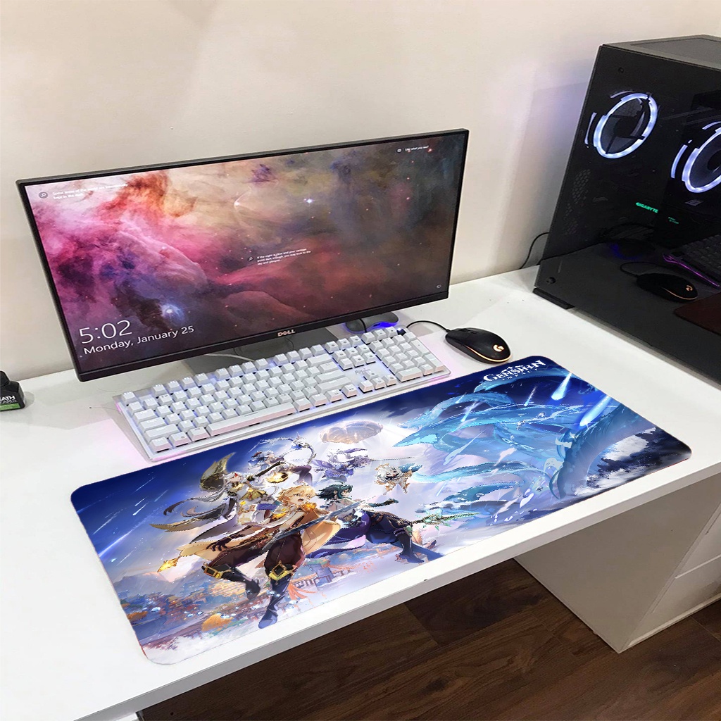 Lót chuột Genshin Impact cỡ lớnn 80x30cm, 90x40cm dày dặn, siêu đẹp, chống trơn trươt Dzon