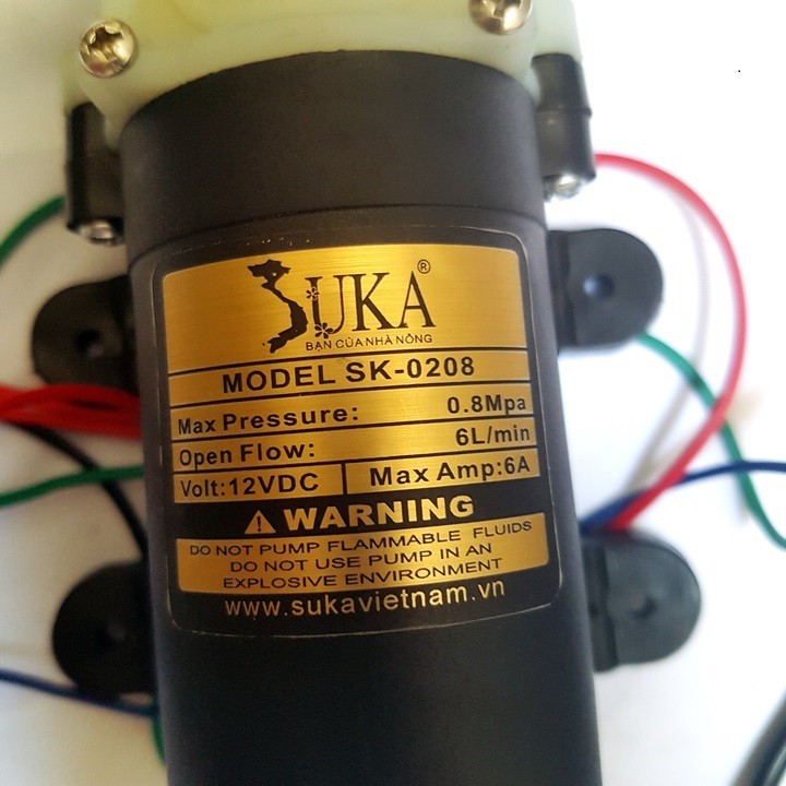 Máy bơm SUKA loại xịn 12V tưới lan, bơm phun sương dùng cho bình phun thuốc trừ sâu