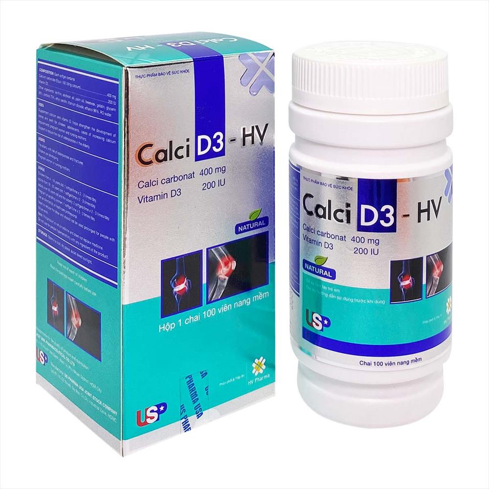 VIÊN UỐNG CALCI D3 - HỖ TRỢ BỔ SUNG VITAMIN D3 &amp; CANXI, HỖ TRỢ XƯƠNG KHỚP - HỘP 100 VIÊN - CÔNG TY HV US PHARMA