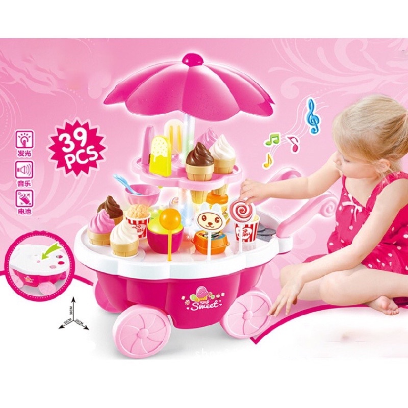 Đồ chơi trẻ em xe đẩy bán kem mini
