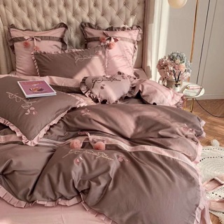 Set lụa tim bông 7 món cao cấp, đẹp hoàn hảo