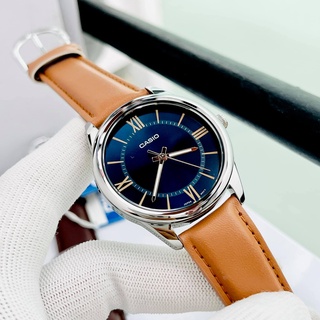 Đồng hồ nam dây da mặt xanh Casio MTP V005L-2B5 Bảo hành 1 năm Hyma watch