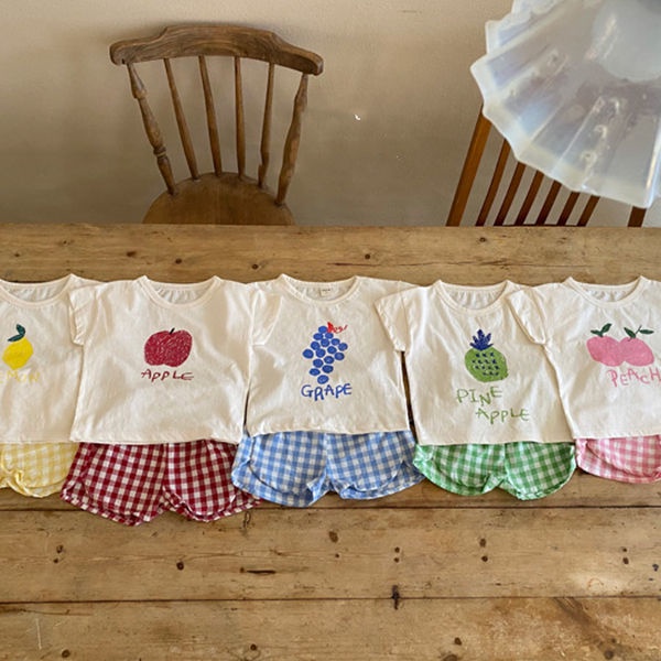 Set Áo Thun Ngắn Tay In Hình Trái Cây + Quần Short Thời Trang Mùa Hè 2022 Mới Cho Bé