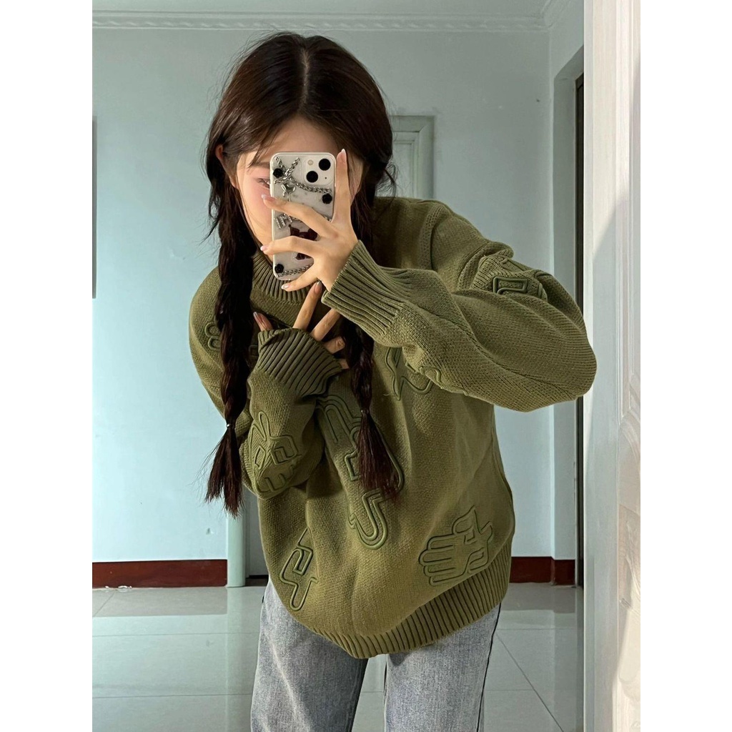 Áo Sweater Cổ Tròn Dáng Rộng Thiết Kế Mới Ngọt Ngào Thời Trang Thu Đông Cho Nữ