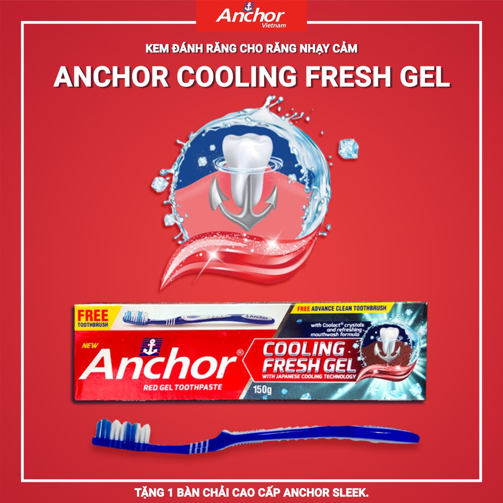 [TẶNG BÀN CHẢI]Kem Đánh Răng Cho Răng Ê Buốt, Nhạy Cảm Anchor Cooling Fresh Gel - 150g