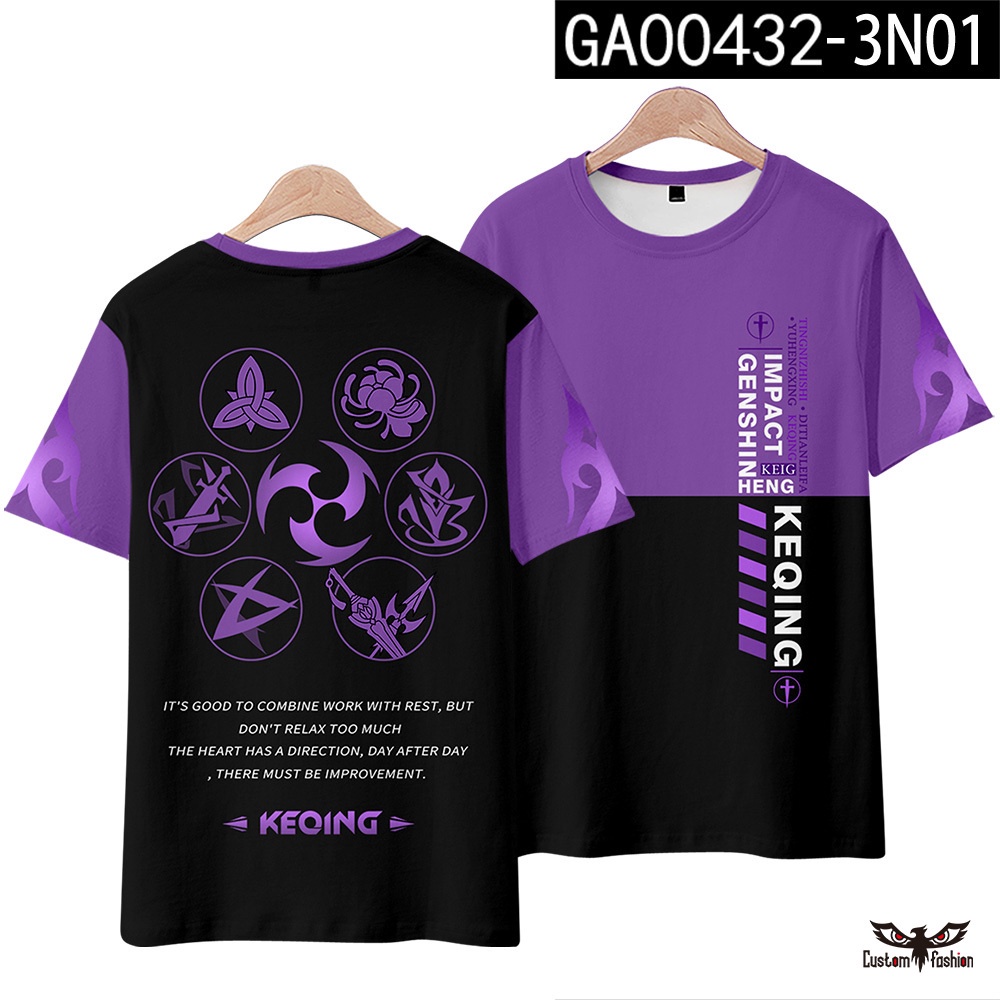 Áo Thun Tay Ngắn Cổ Tròn In Hình Zhongli Xiao Keqing 3D Thời Trang Unisex Cho Nam Và Nữ