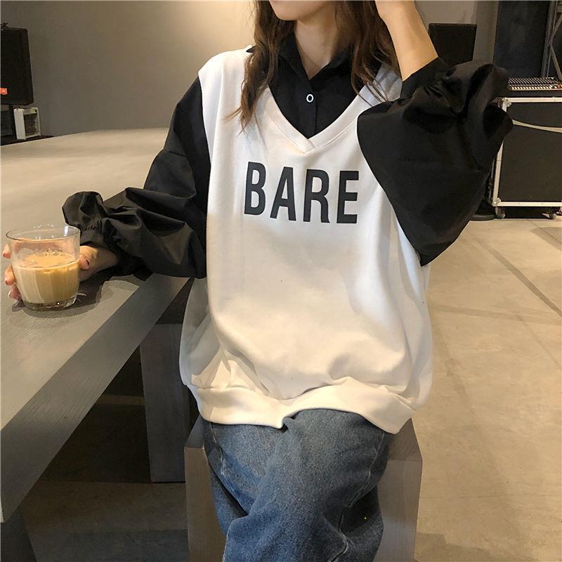 Áo Khoác Ghi Lê Form Rộng In Chữ Phong Cách Hàn Quốc Cho Nữ