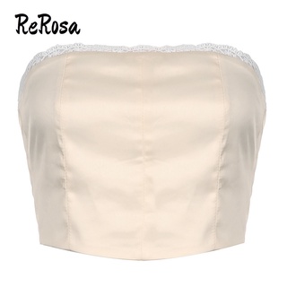 Rerosa Áo Ống Phối Ren Hở Lưng Gợi Cảm Cho Nữ