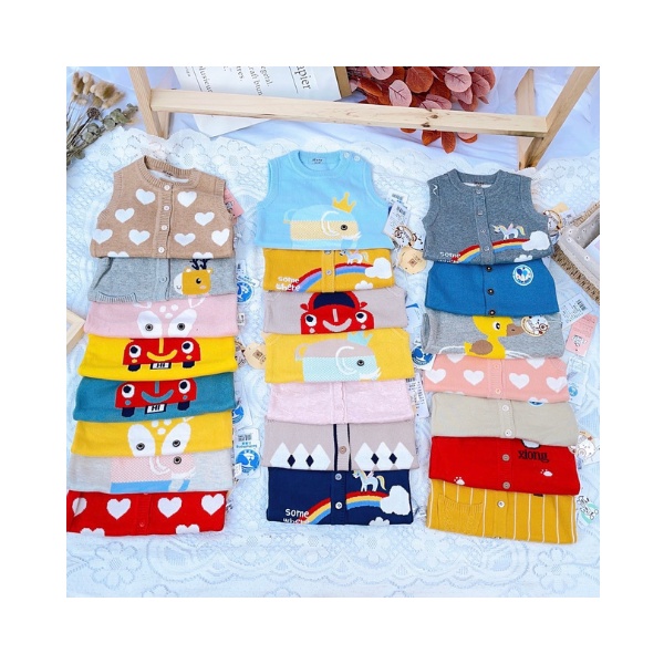 Áo gile len BABY SUP cho bé trai bé gái được chọn mẫu (có túi zip) cân nặng 7-17kg