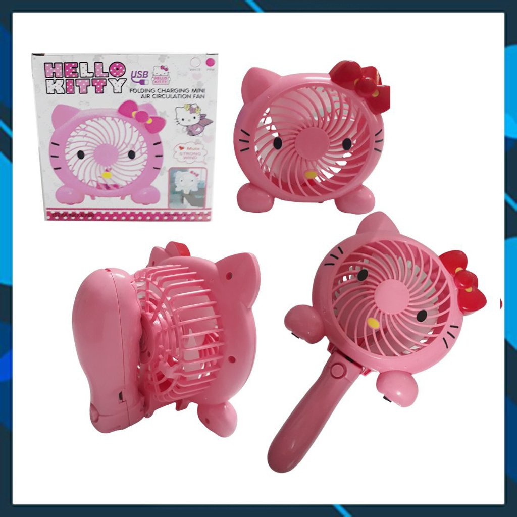 QUẠT SẠC MINI TÍCH ĐIỆN HELLO KITTY/ DOREMON RẤT MÁT - 2 CHẾ ĐỘ TĂNG GIẢM GIÓ