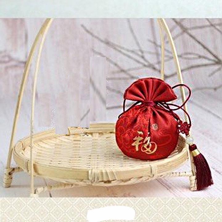 ( nhã ) Túi thêu hầu bao cổ trang đựng tiền hình hoa sen trúc liễu trắng hồng vàng xanh đỏ quà tặng xinh xắn
