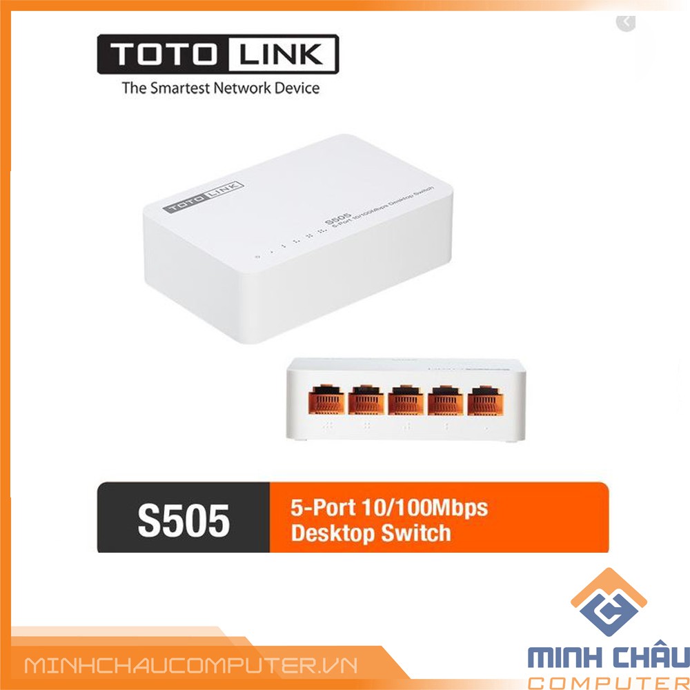 Cổng Chia Mạng Switch 5 Port Totolink 10/100Mbps S505 (Trắng) - Hãng Phân Phối Chính Thức