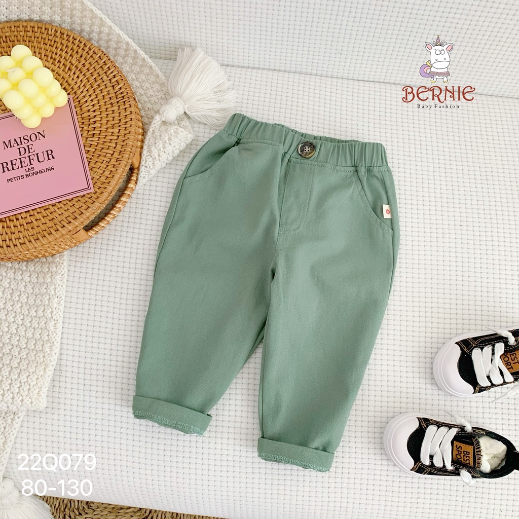 _Quần kaki đính cúc 4 màu cho bé trai/gái 9 đến 22kg