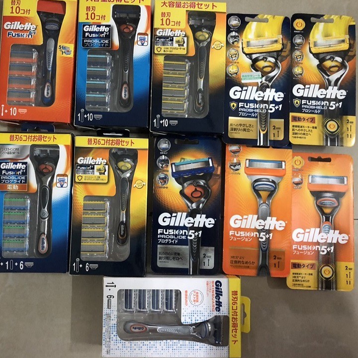 Combo Dao cạo râu 5+1 lưỡi Gillette Fusion Nhật Bản nội địa và lưỡi dao cạo râu thay thế Proglide, Proshield