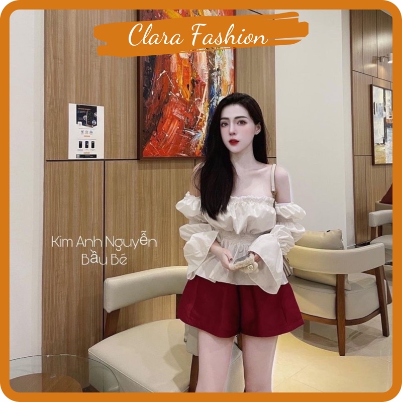 SET ÁO TRỄ VAI TAY BỒNG MIX QUẦN TACTA ĐỎ SIÊU XINH