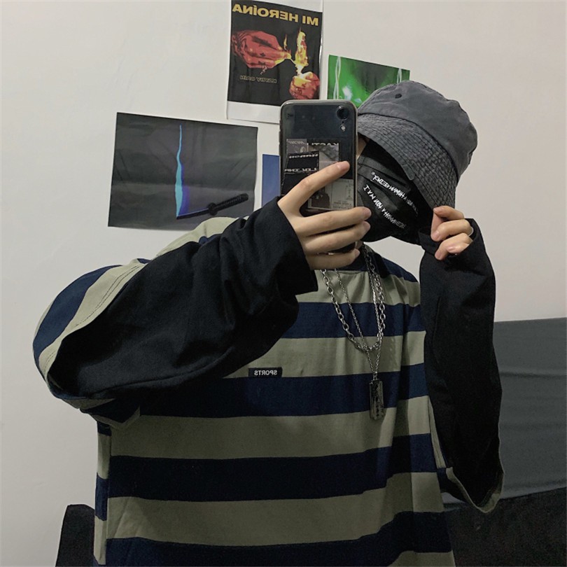 Áo Thun Tay Dài Dáng Rộng Kẻ Sọc Giả Nhiều Lớp Phong Cách Retro Harajuku 126716 | BigBuy360 - bigbuy360.vn