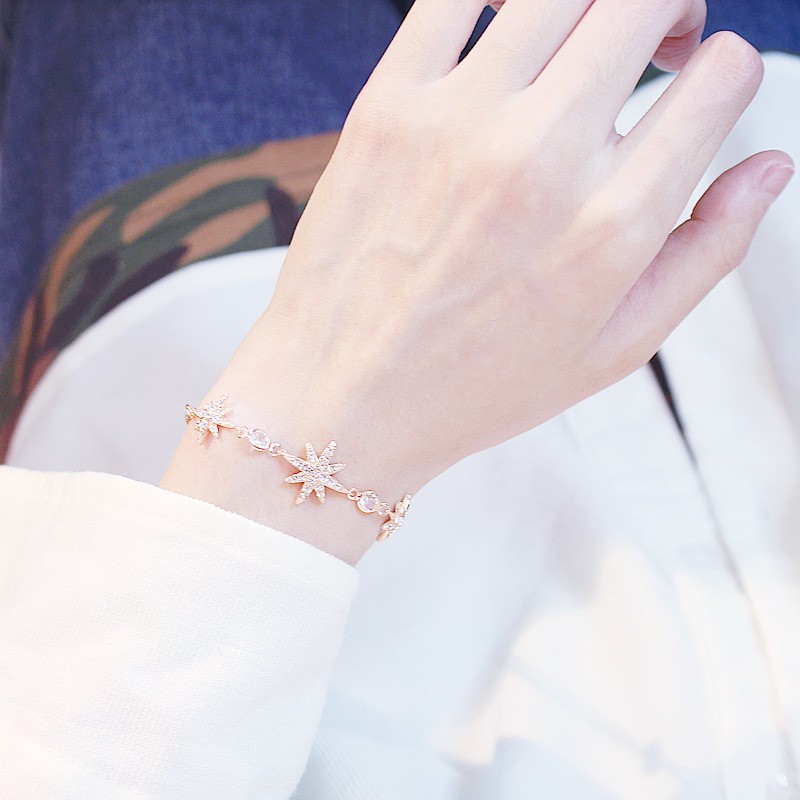 Vòng Tay Hình Ngôi Sao Đính Đá Lấp Lánh Phong Cách Hàn Quốc Cho Nữ