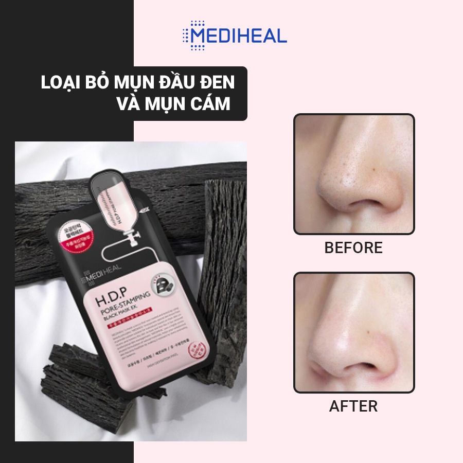 [Nhập mã COSMH22 giảm 8%] Mặt Nạ Than Hoạt Tính Mediheal H.D.P Pore Stamping Black Mask EX 25ml [K9]