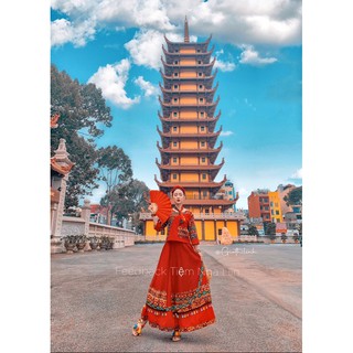 SÉT ÁO VÀ CHÂN VÁY (ĐẦM) THỔ CẨM Chụp Ảnh Thời Trang Nữ Vintage