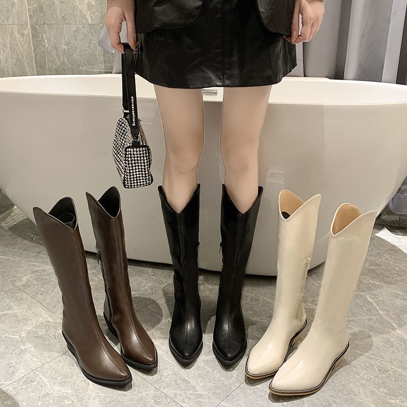 Giày nữ cỡ lớn giày bốt dài 35 thước-43 thước nhưng giày hiệp sĩ cao đến đầu gối, chu vi ống lớn 5cm gót giày thời trang