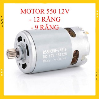 Motor DC RS 550 công suất cao có sẵn bánh răng chuyên cho máy pin 12v, động cơ máy khoan pin, máy bắt vít cầm tay 12v