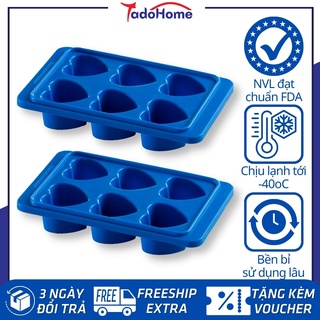 Bộ 2 cái khay đá silicone TadoHome hình trái tim nhiều màu sắc, sử dụng làm đá, làm rau câu