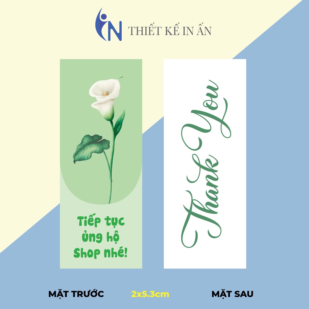 100 thẻ (size: 2x5.3cm) Thiệp cám ơn, Thankyoucard,thẻ cảm ơn, phong cách hiện đại dễ thương, giấy bìa cứng