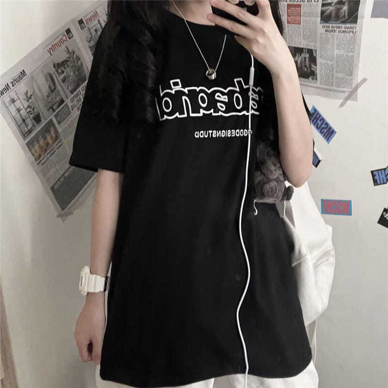 100% cotton Áo thun tay ngắn phong cách mùa hè 2023 trẻ trung cho nữ