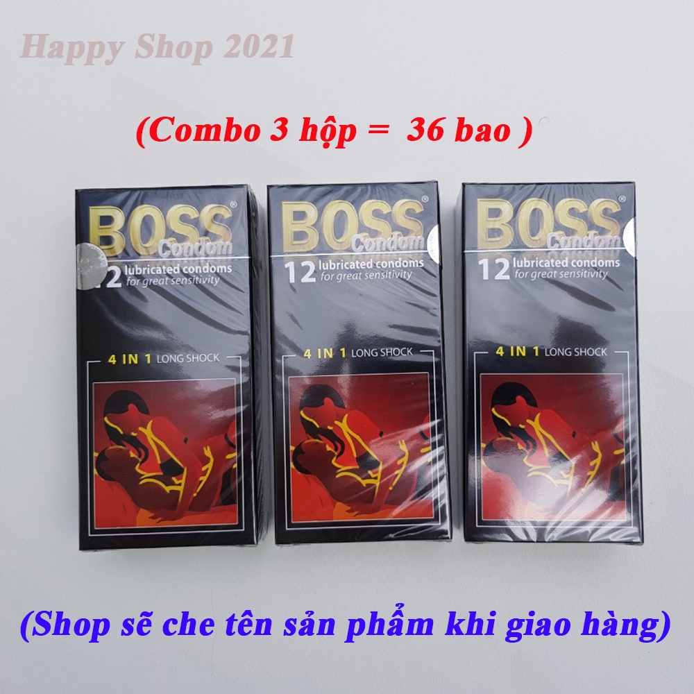 Combo 3 hộp bao cao su Boss 12  - bao kéo dài thời gian - gân - gai li ti
