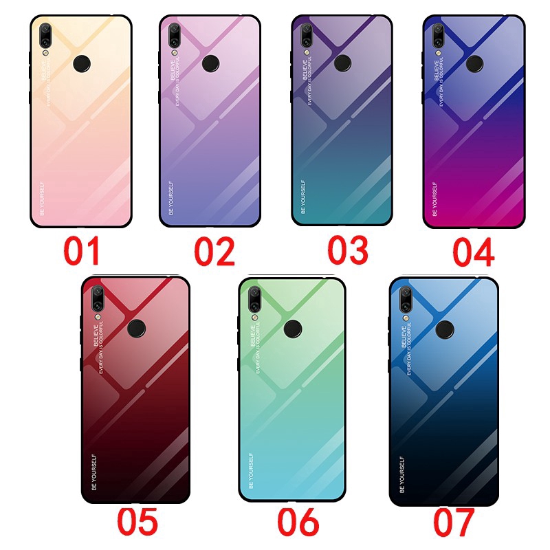 Ốp điện thoại cường lực màu sắc tuyến tính cho Huawei Y7 Pro 2019 Y6Prime 2018 Y5/Y5Prime2018 Y7/Y7Prime 2019 Honor 8X