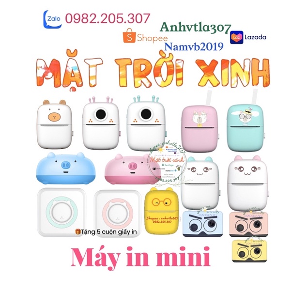 {hàng sẵn}Máy in nhiệt mini cầm tay tặng giấy in