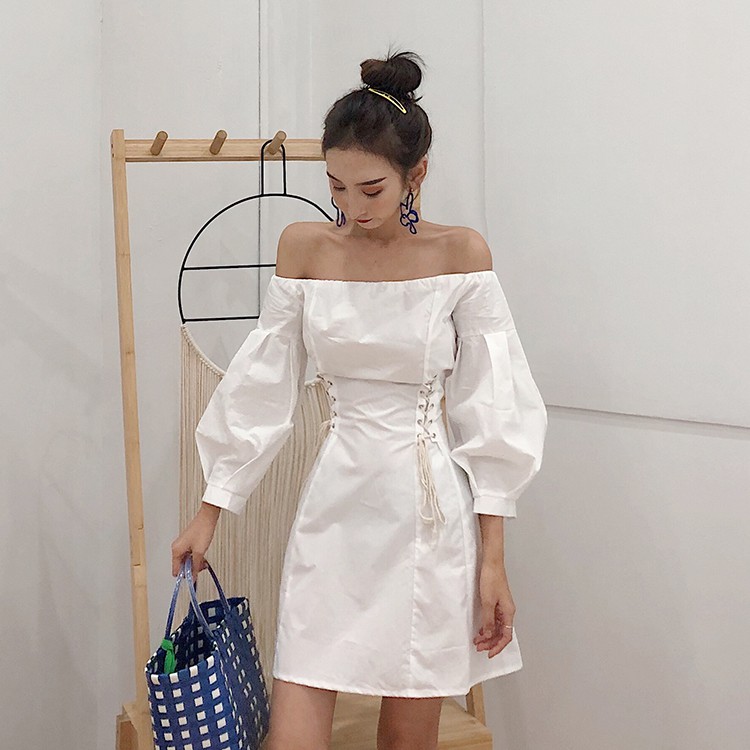 (ORDER) Váy hở vai thắt eo (Ảnh thật ở cuối)