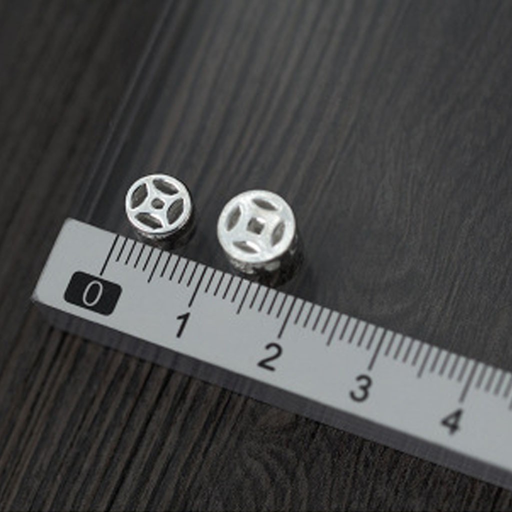 Charm bạcđồng tiền xỏ ngang 4mm