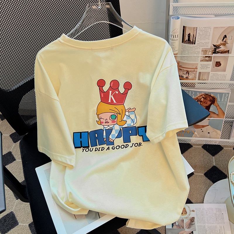 Áo Thun HIIXIIVI 100% cotton Tay Ngắn Cổ Tròn In Hình Hoàng Hôn Thời Trang Mùa Hè Phong Cách Hàn Quốc Dành Cho Nữ 2022