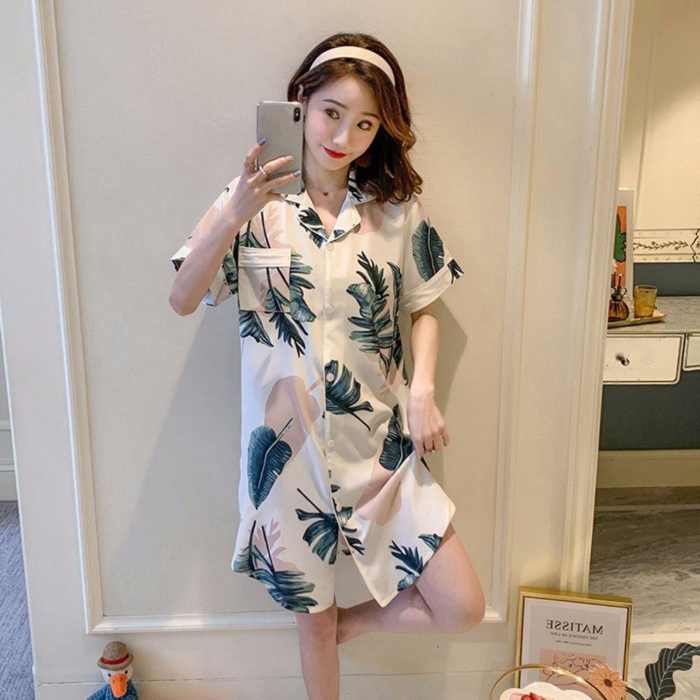 Áo Ngủ Bằng Lụa In Hoạt Hình Vịt Và Ong Thoải Mái Dành Cho Nữ